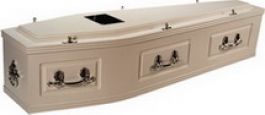 MDF sprayed white, panel sides and raised lid with solid wood moulding