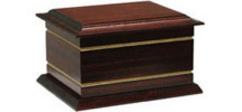 Click Here To Enlarge This Photo Of A. Solid mahogany gold inlay casket