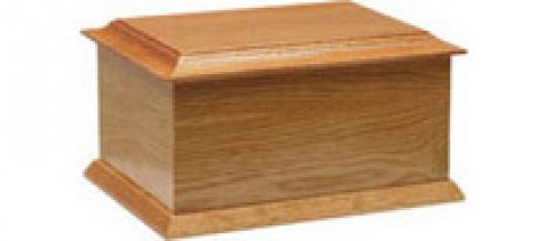 Click Here To Enlarge This Photo Of B. Solid oak flat sided casket