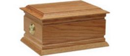 D. Solid oak casket with routed sides and end rings