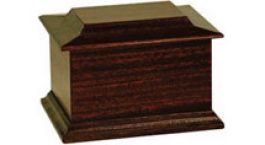 G. Solid mahogany flat sided casket