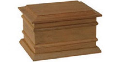 Click Here To Enlarge This Photo Of H. Solid lined oak 3/4 continuous panel sided casket