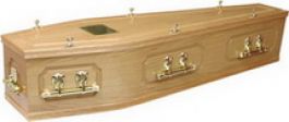 Veneered oak MDF, shaped panel ends, ¾ on the lid with solid wood moulding