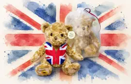 Memory bear with British flag waistcoat- Other flag designs are available