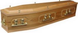 Veneered elm MDF, shaped panel sides, ½ round on the lid with solid wood moulding